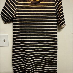 French Connection Navy & White Striped Knit Top